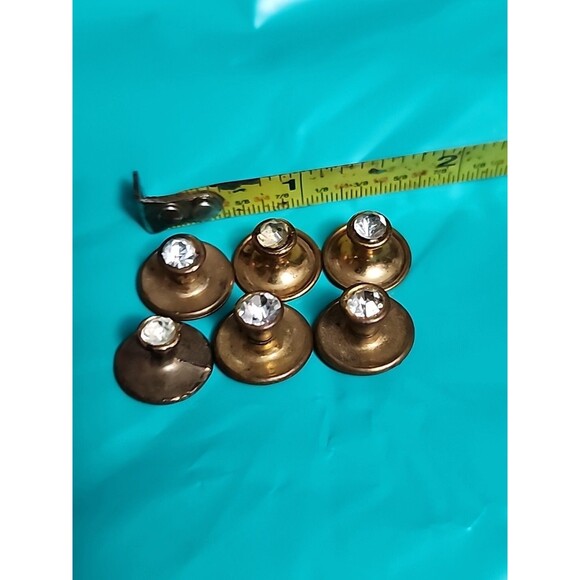 Set of 6 Vintage Men’s Rhinestone Shirt Studs & Cufflinks Brass Metal Collecti - Picture 1 of 5